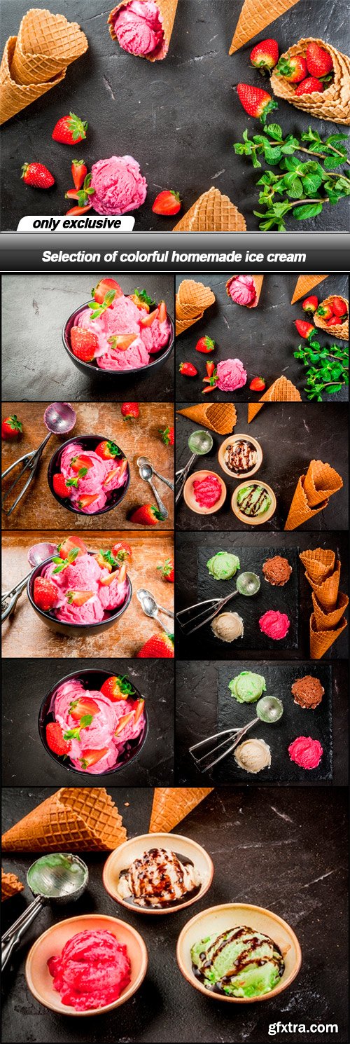 Selection of colorful homemade ice cream - 9 UHQ JPEG