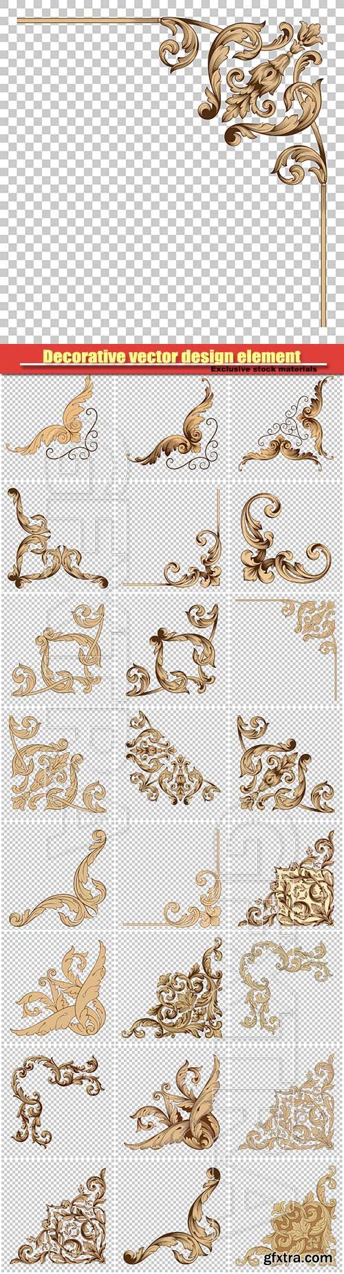 Decorative vector design element, vintage baroque ornament