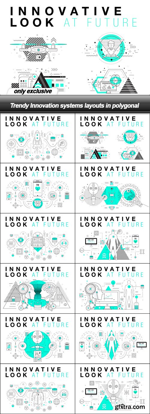 Trendy Innovation systems layouts in polygonal - 12 EPS