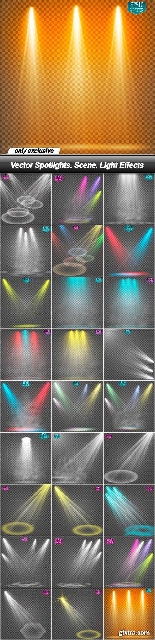 Vector Spotlights. Scene. Light Effects - 27 EPS