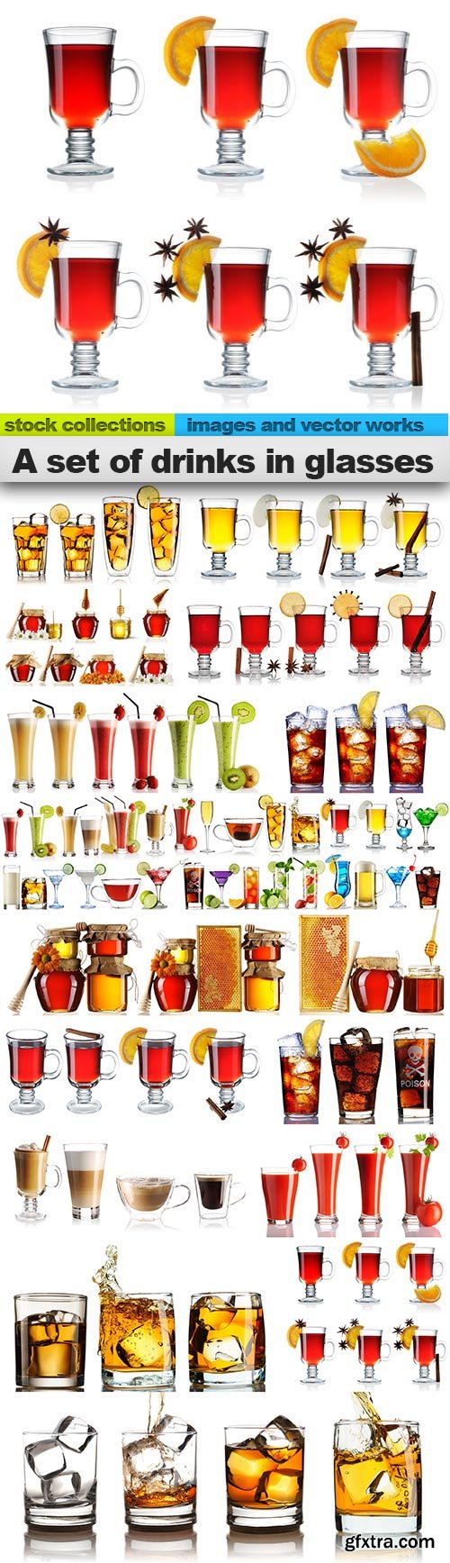 A set of drinks in glasses, 15 x UHQ JPEG