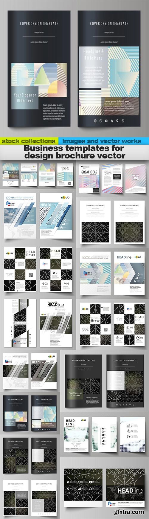 Business templates for design brochure vector, 15 x EPS