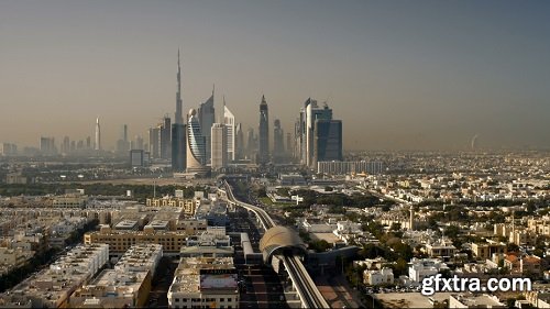 United arab emirates dubai elevated view of the new dubai skyline of modern