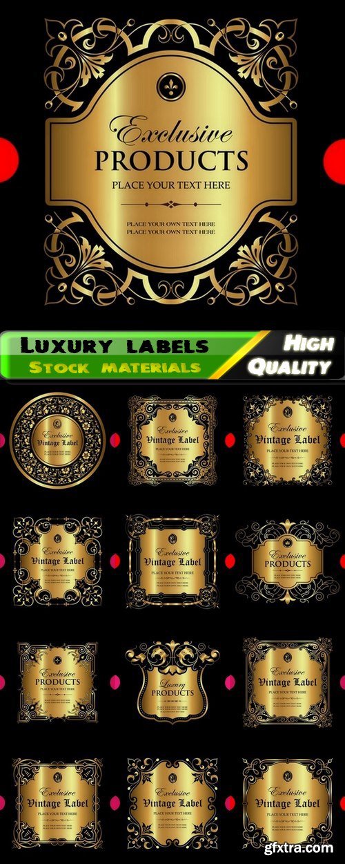 Luxury ornamental label with vintage royal gold frame 13 Eps