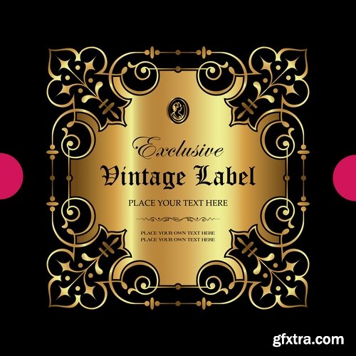 Luxury ornamental label with vintage royal gold frame 13 Eps