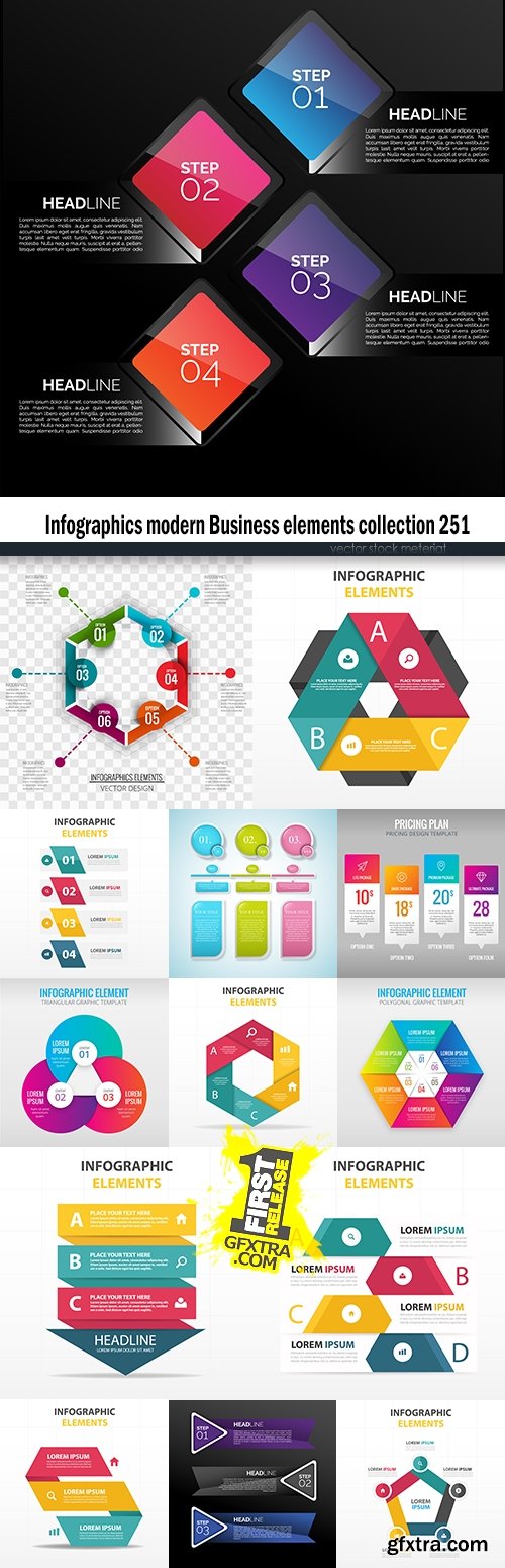 Infographics modern Business elements collection 251