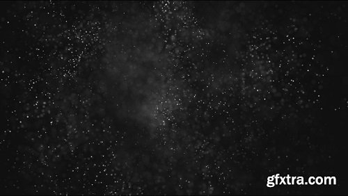 White particles on a black background