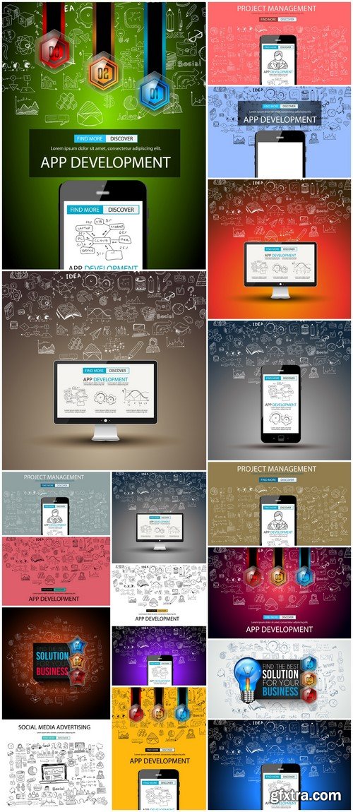 App Development Infographic Concept Background 18X JPEG