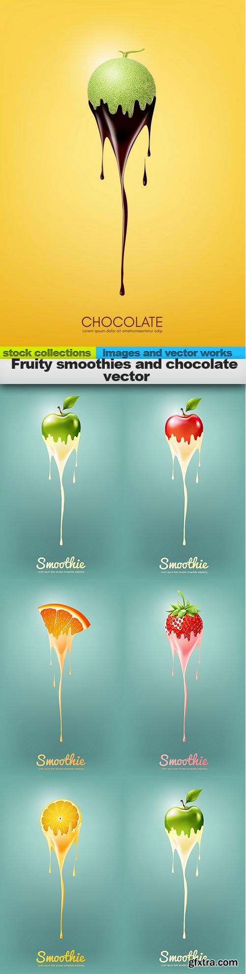 Fruity smoothies and chocolate vector, 06 x EPS