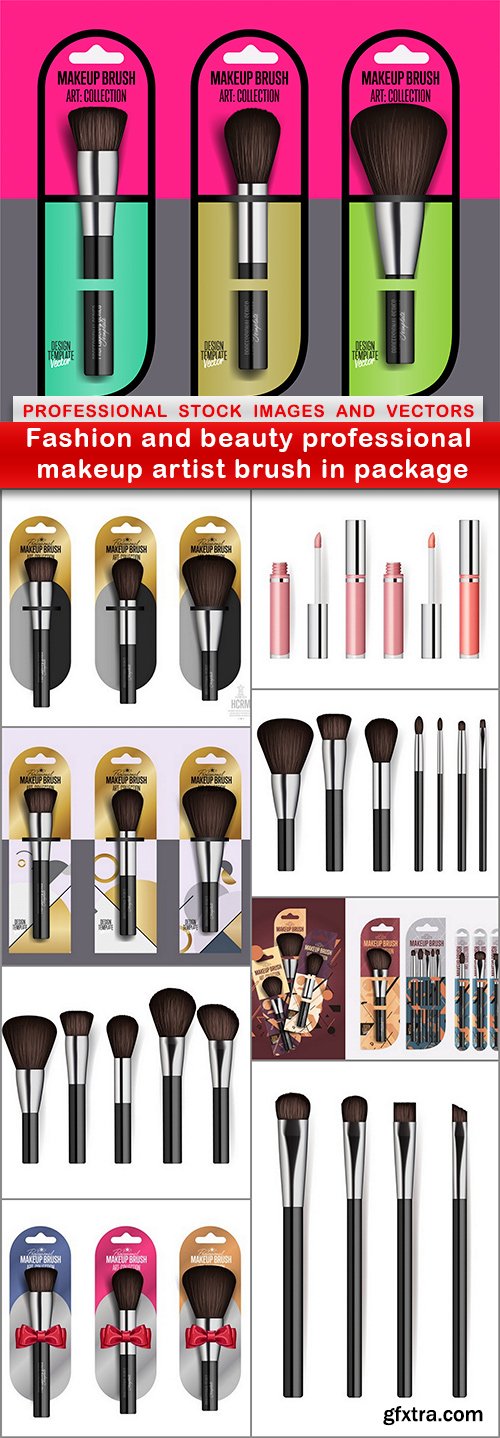 Fashion and beauty professional makeup artist brush in package - 9 EPS