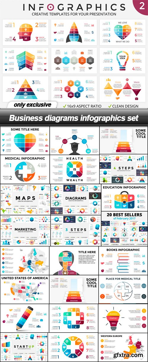 Business diagrams infographics set - 25 EPS