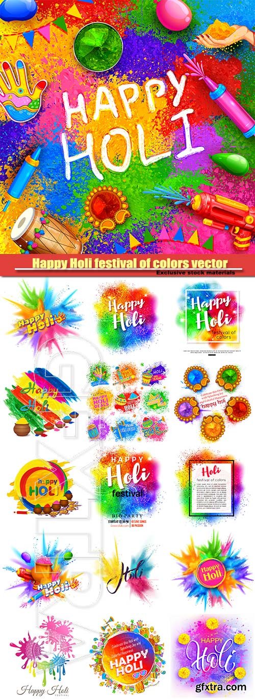 Happy Holi festival of colors vector