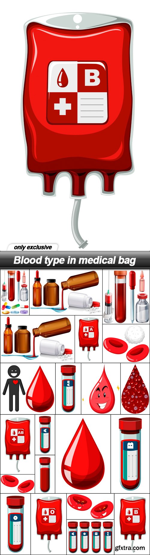 Blood type in medical bag - 21 EPS