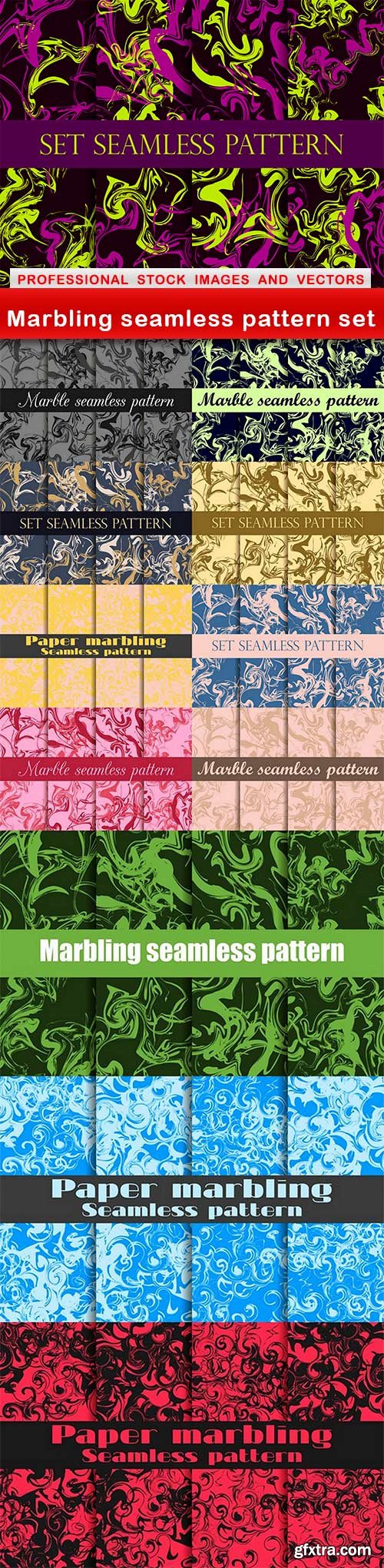 Marbling seamless pattern set - 12 EPS