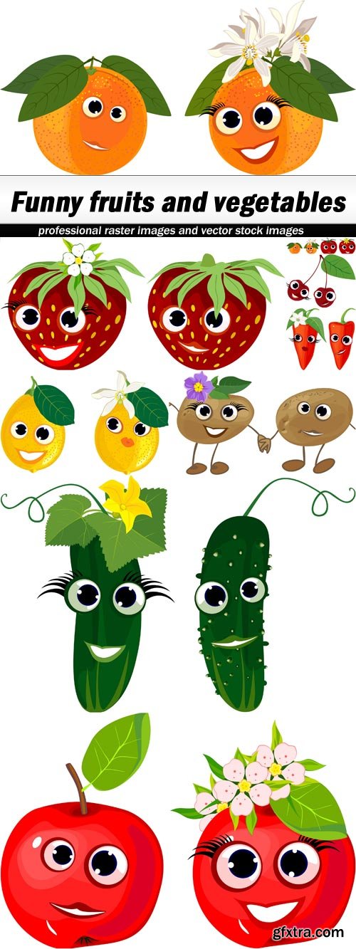 Funny fruits and vegetables - 9 EPS