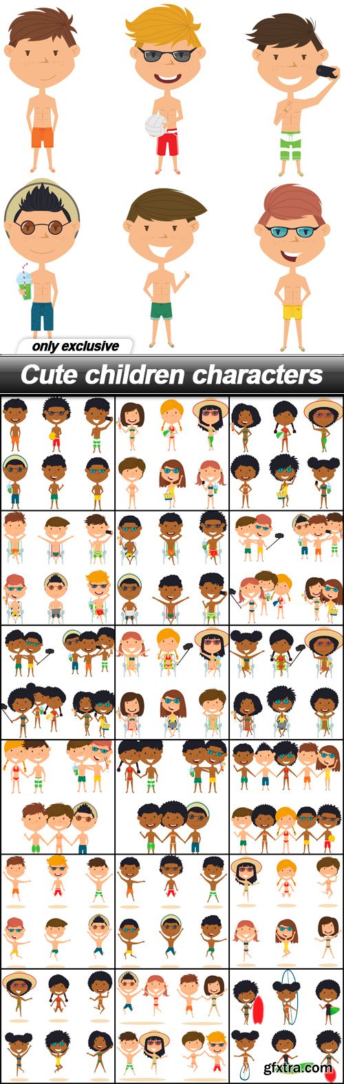 Cute children characters - 19 EPS