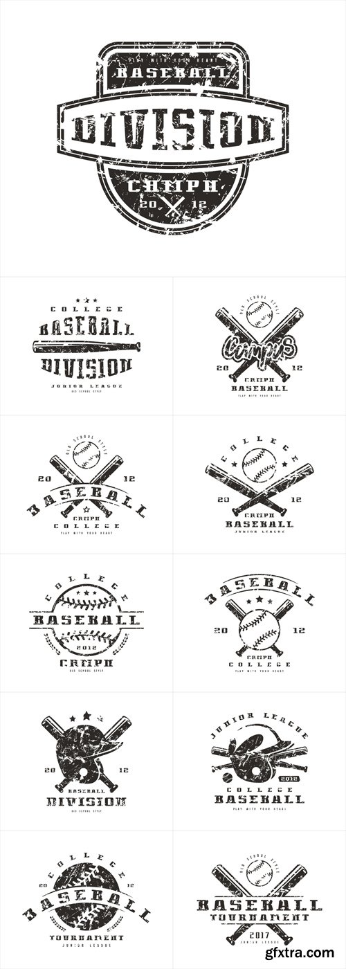 Vector Set - Emblem of Baseball Tournament. Graphic Design for T-shirt