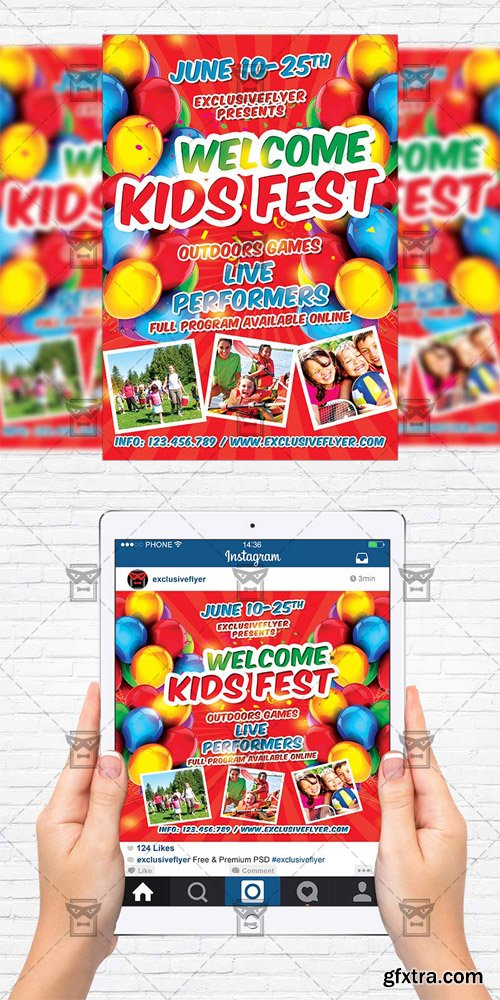 Kids Fest - Flyer Template + Instagram Size Flyer