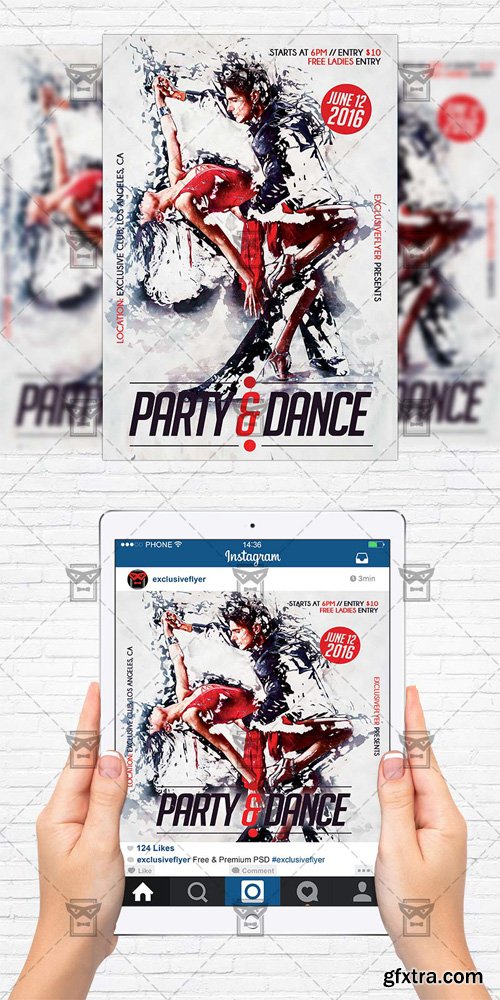 Party and Dance - Flyer Template + Instagram Size Flyer