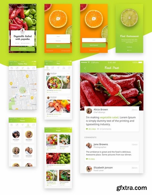 Food UI Kit - Restaurant Recipe Shop Social