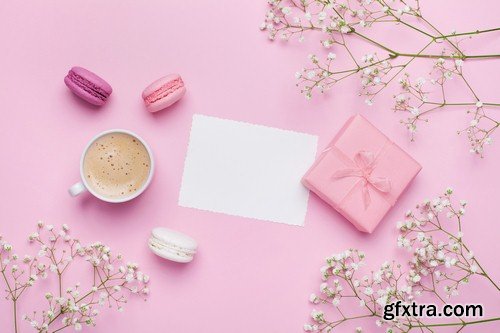 Pink background with flowers - 5 UHQ JPEG