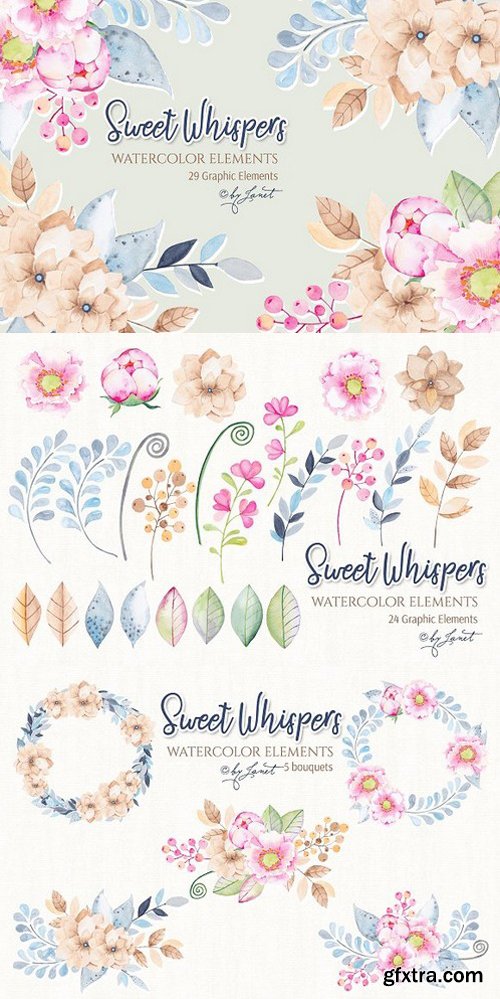 CM - Sweet Whispers - watercolor elements 1310991