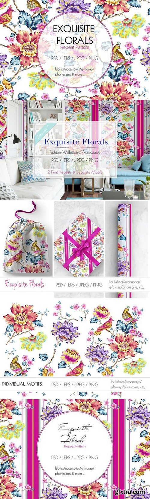 CM - Exquisite Floral Print in 2 Repeats 1312871