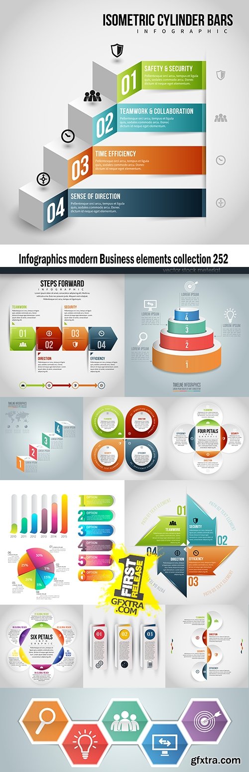 Infographics modern Business elements collection 252