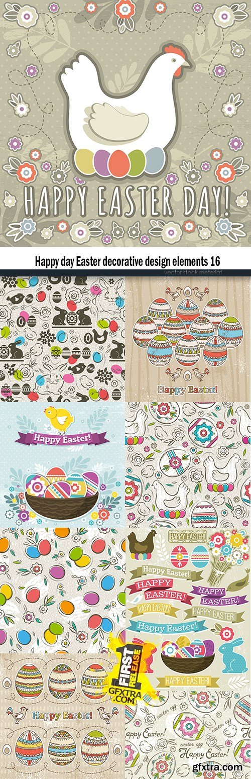 Happy day Easter decorative design elements 16