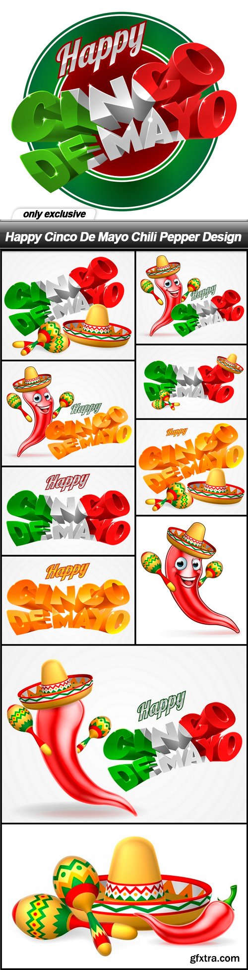 Happy Cinco De Mayo Chili Pepper Design - 11 EPS