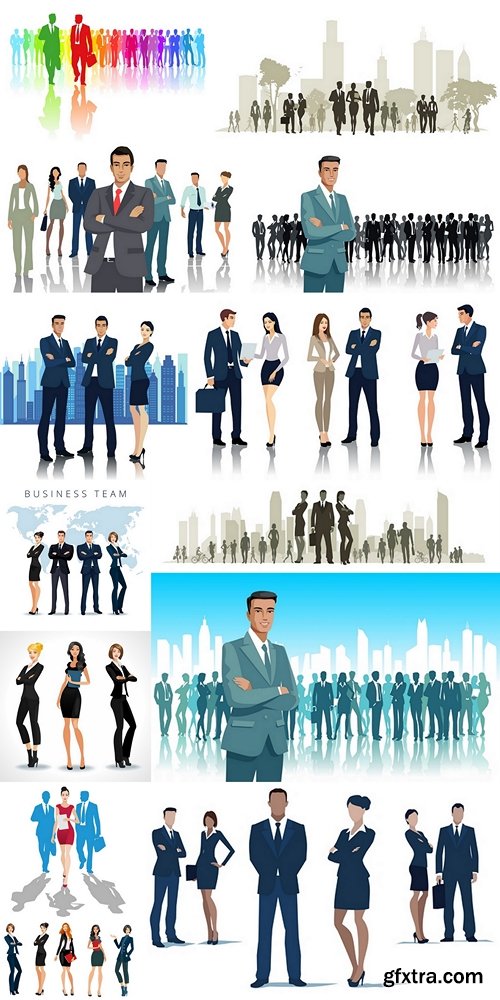 Businessmen and businesswomen together