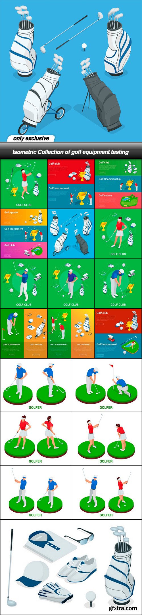 Isometric Collection of golf equipment testing - 19 EPS