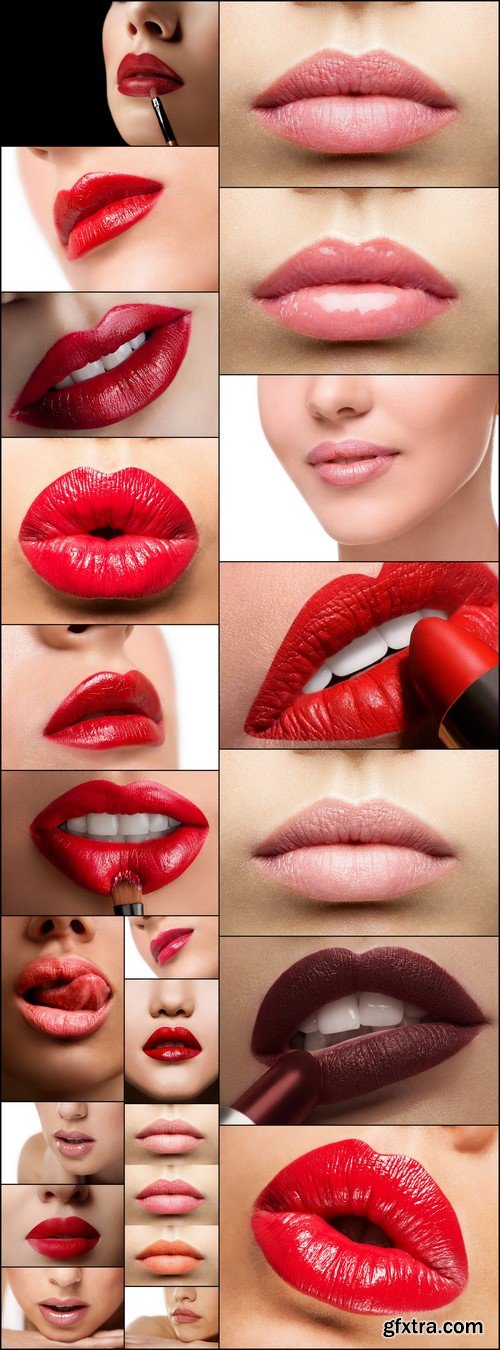 Woman's lips with red lipstick and kiss gesture 21X JPEG