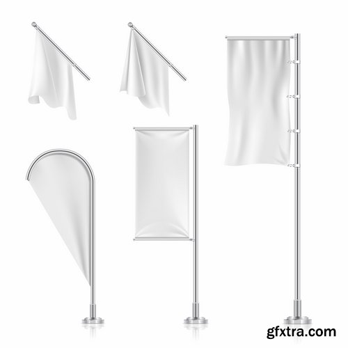 Collection of flag signboard banner signboard for advertising vector image 25 EPS