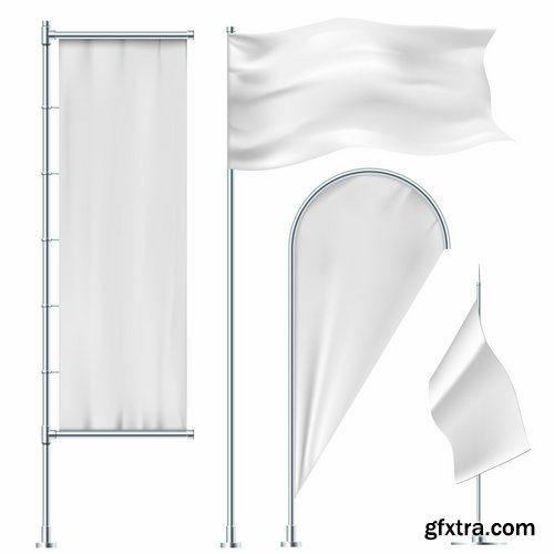 Collection of flag signboard banner signboard for advertising vector image 25 EPS