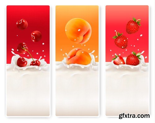 Fruit in milk banner - 6 EPS