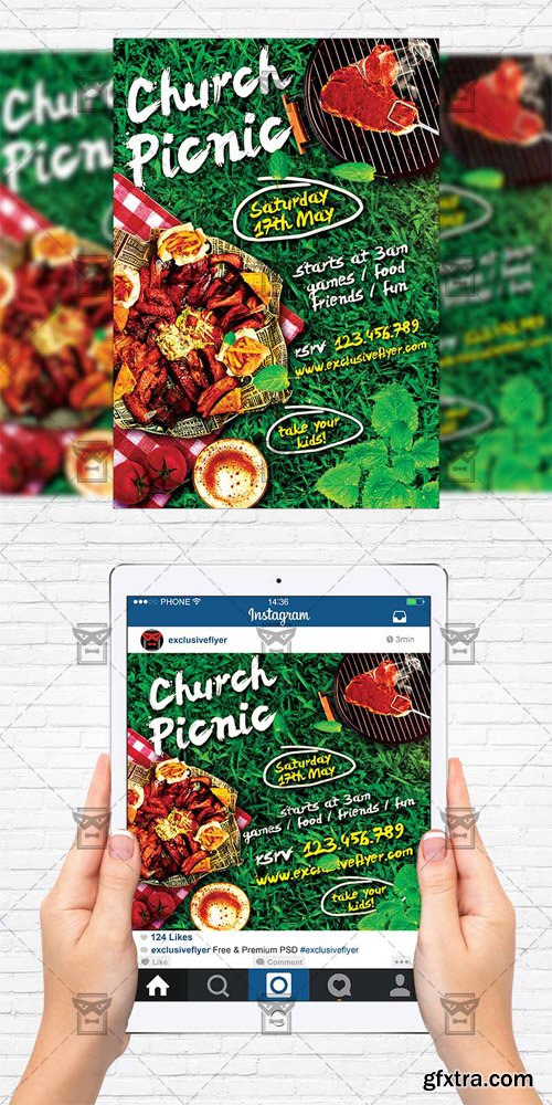 Church Picnic - Flyer Template + Instagram Size Flyer