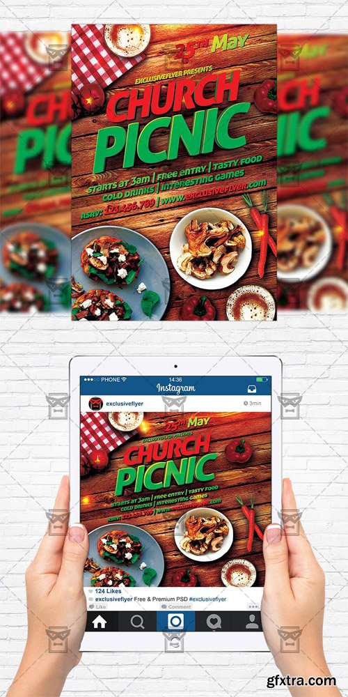 Church Picnic 2 - Flyer Template + Instagram Size Flyer