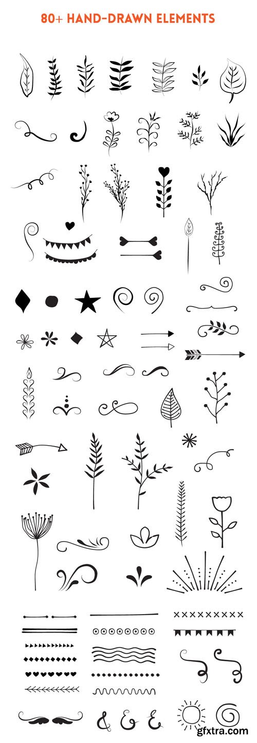 80+ Hand-Drawn Vector Elements