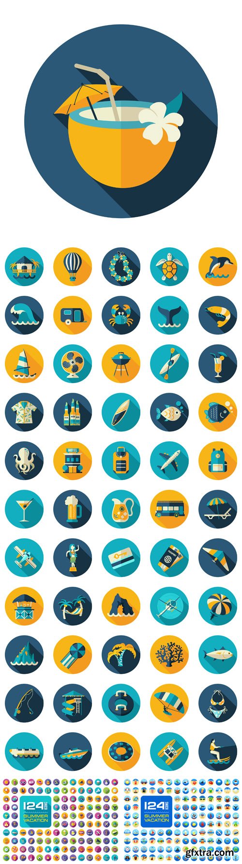 Vector Set - Summer Vacation Flat Icons