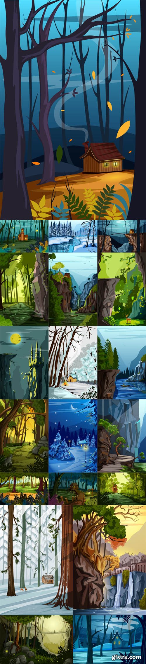 Vector Set - Nature Landscape Scenery Backgrounds