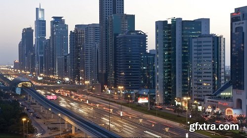 T l ws ha sheikh zayed road night traffic dubai united arab emirates uae