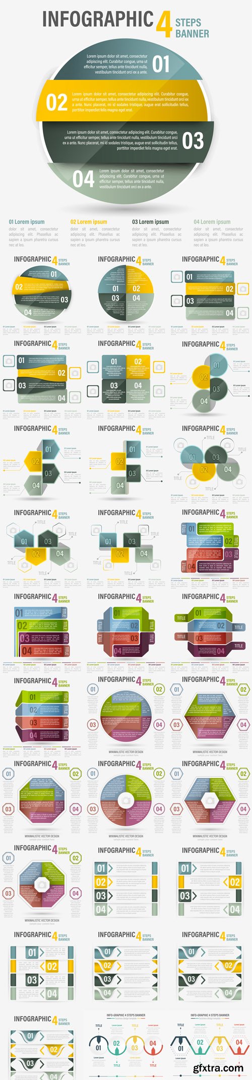 Vector Set - Abstract Business Four Steps Infographic Banners