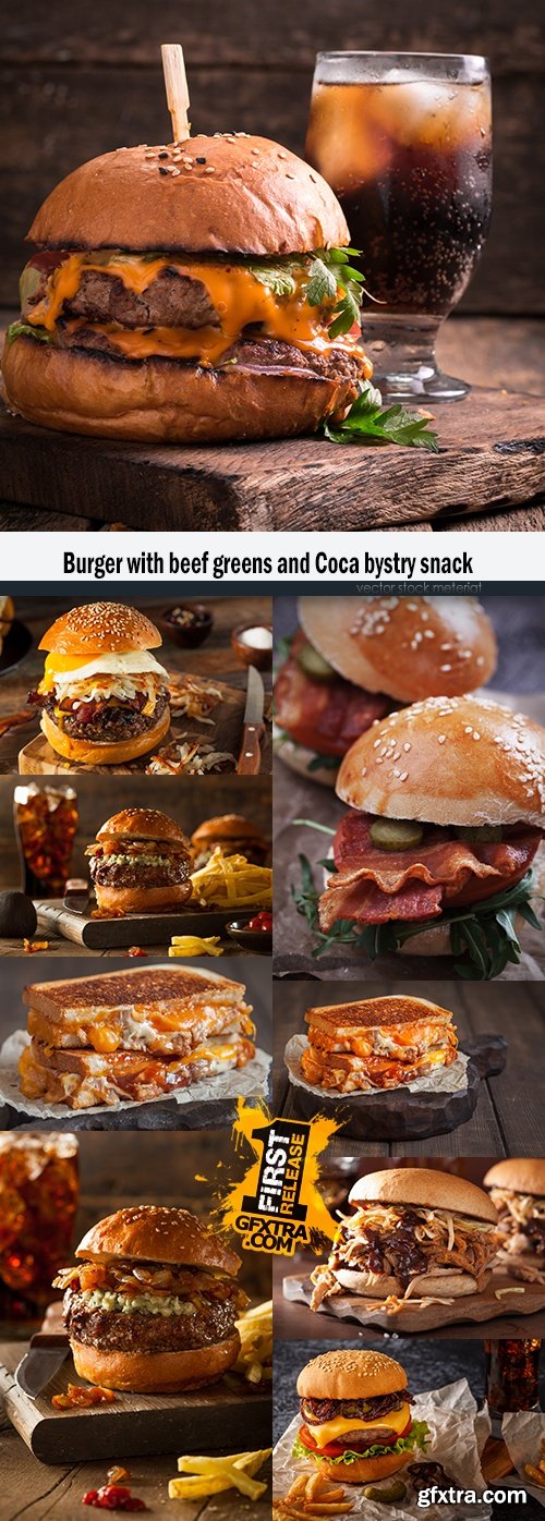 Burger with beef greens and Coca bystry snack