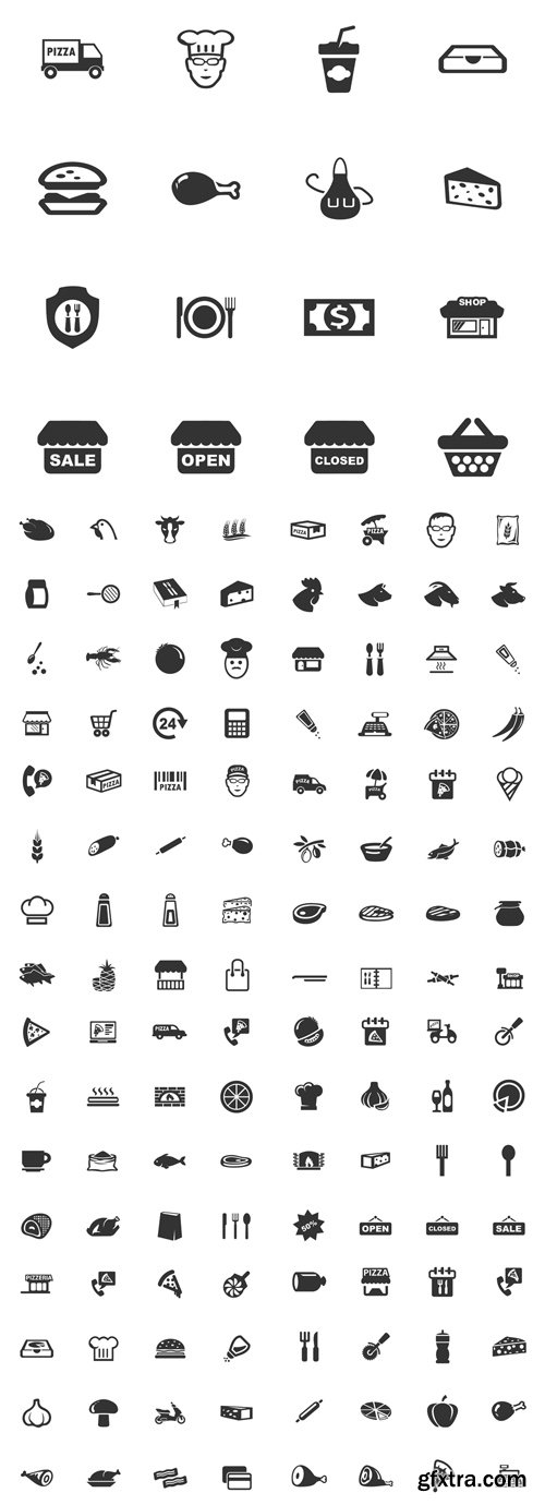 Vector Set - Restaurant Black Icons