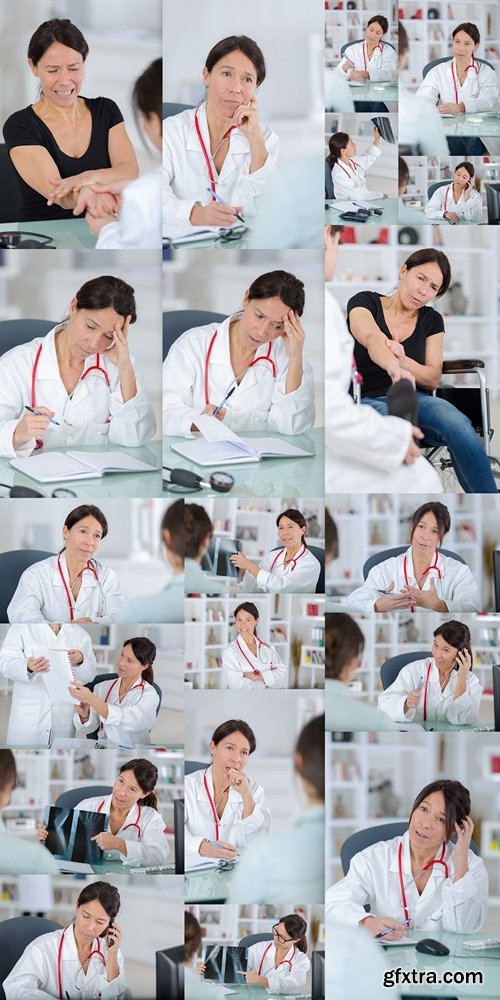Female brunette doctor posing for the camera wearing stethoscope 3
