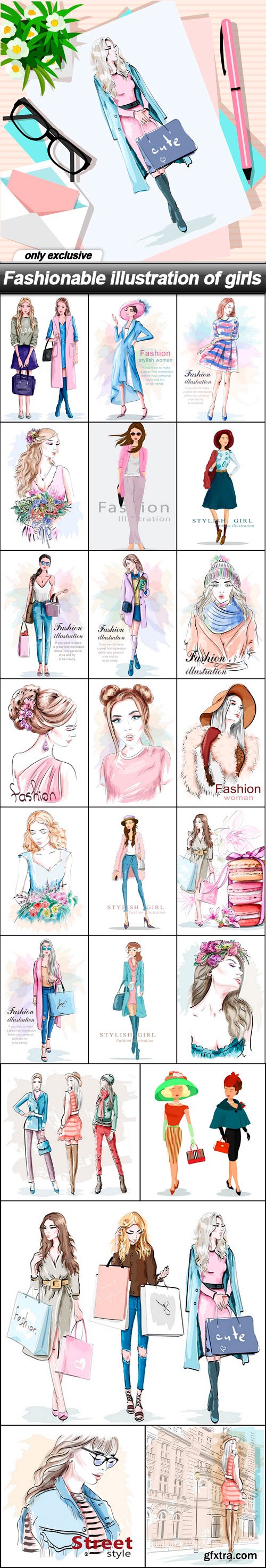 Fashionable illustration of girls - 24 EPS