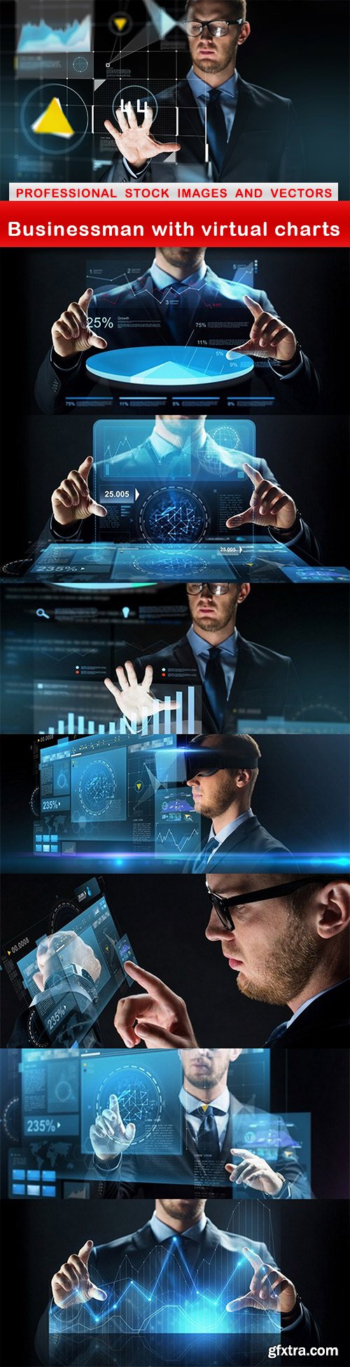 Businessman with virtual charts - 8 UHQ JPEG