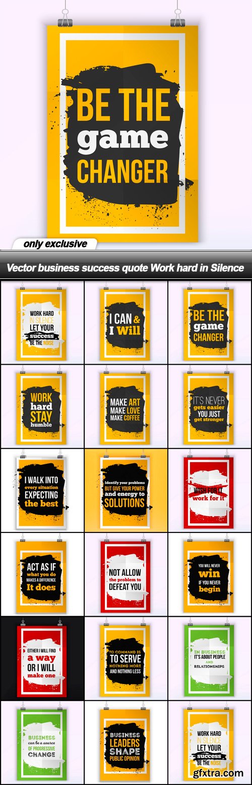 Vector business success quote Work hard in Silence - 17 EPS