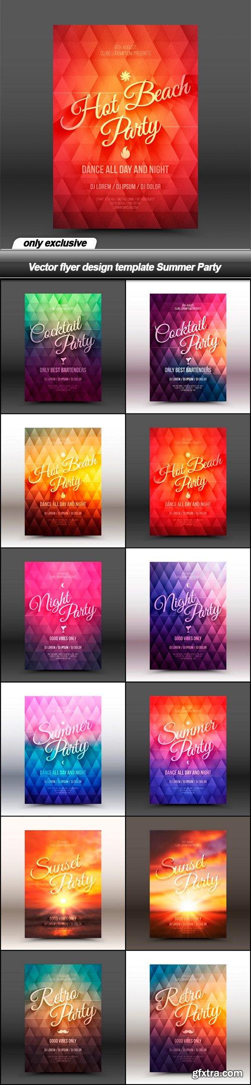 Vector flyer design template Summer Party - 12 EPS